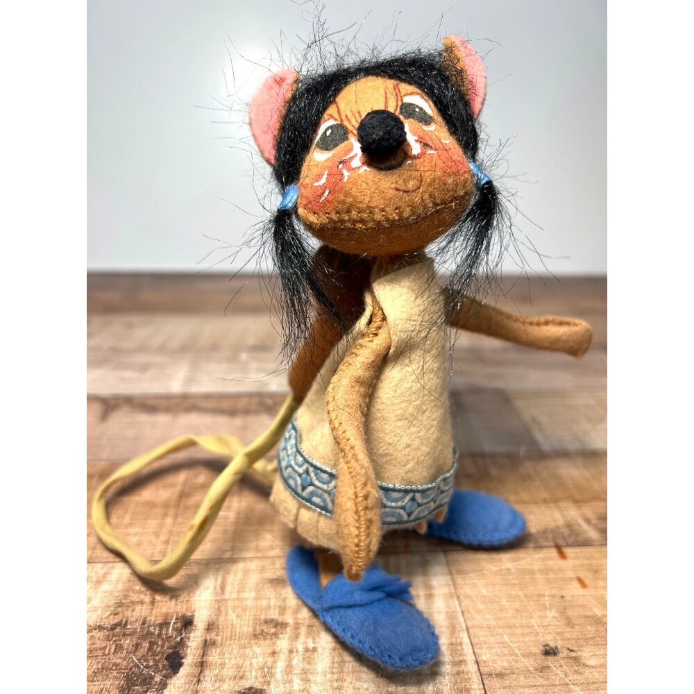 Vintage Annalee Indian Girl Mouse Doll With Papoose Poseable Plush Toy